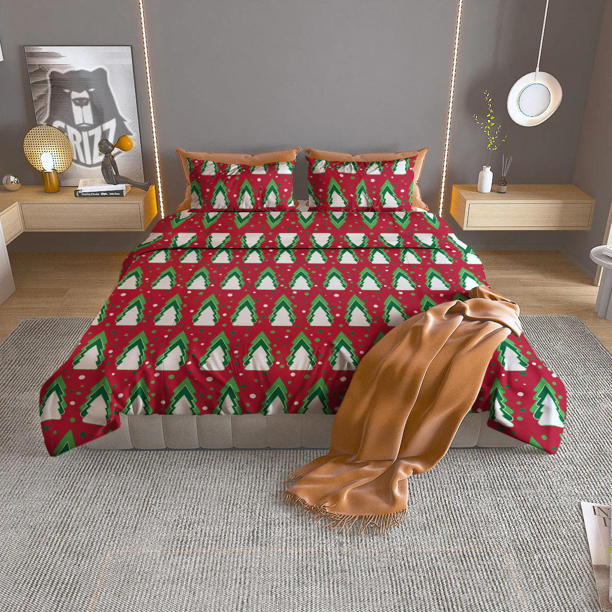 Dots Merry Christmas Print Pattern Duvet Cover Bedding Set