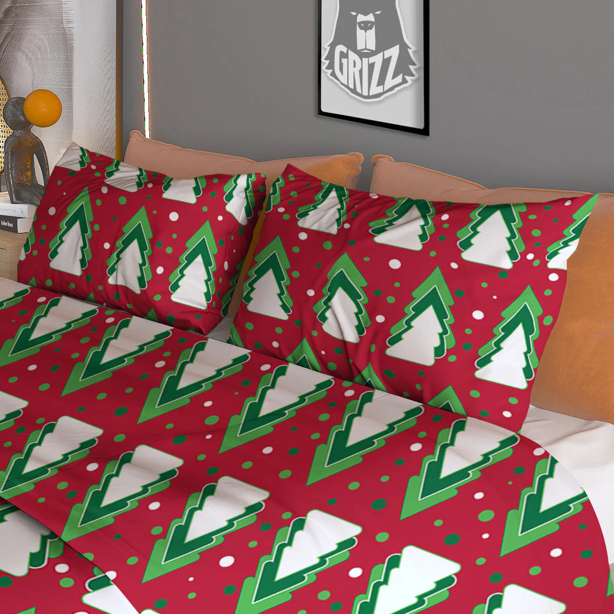 Dots Merry Christmas Print Pattern Duvet Cover Bedding Set - Image 3