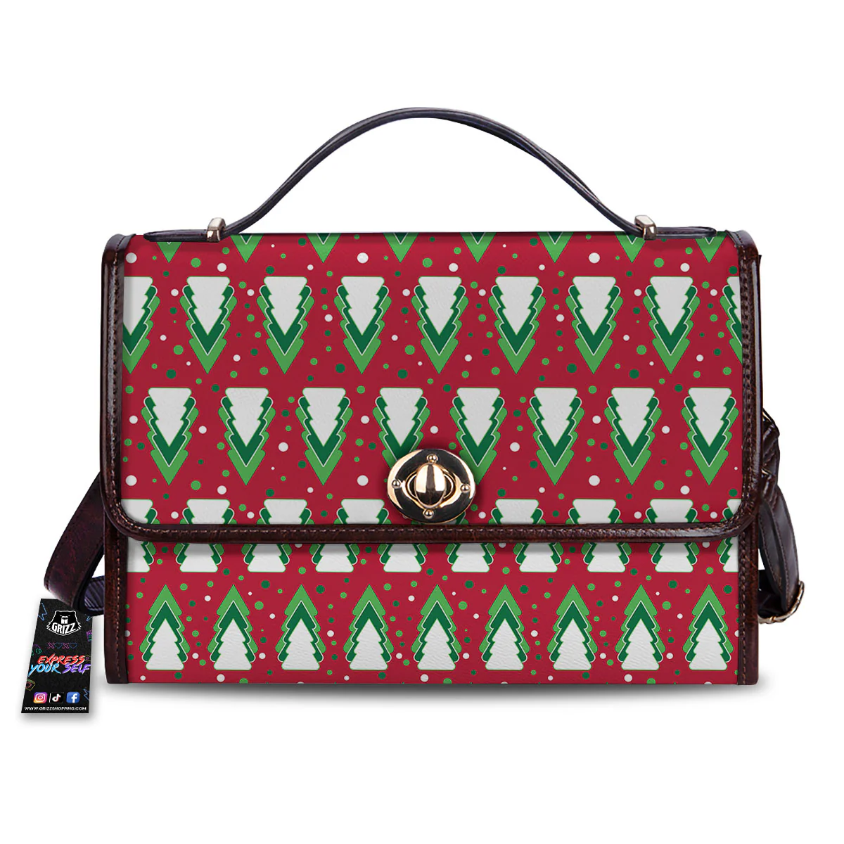 Dots Merry Christmas Print Pattern Women's Satchel Bag