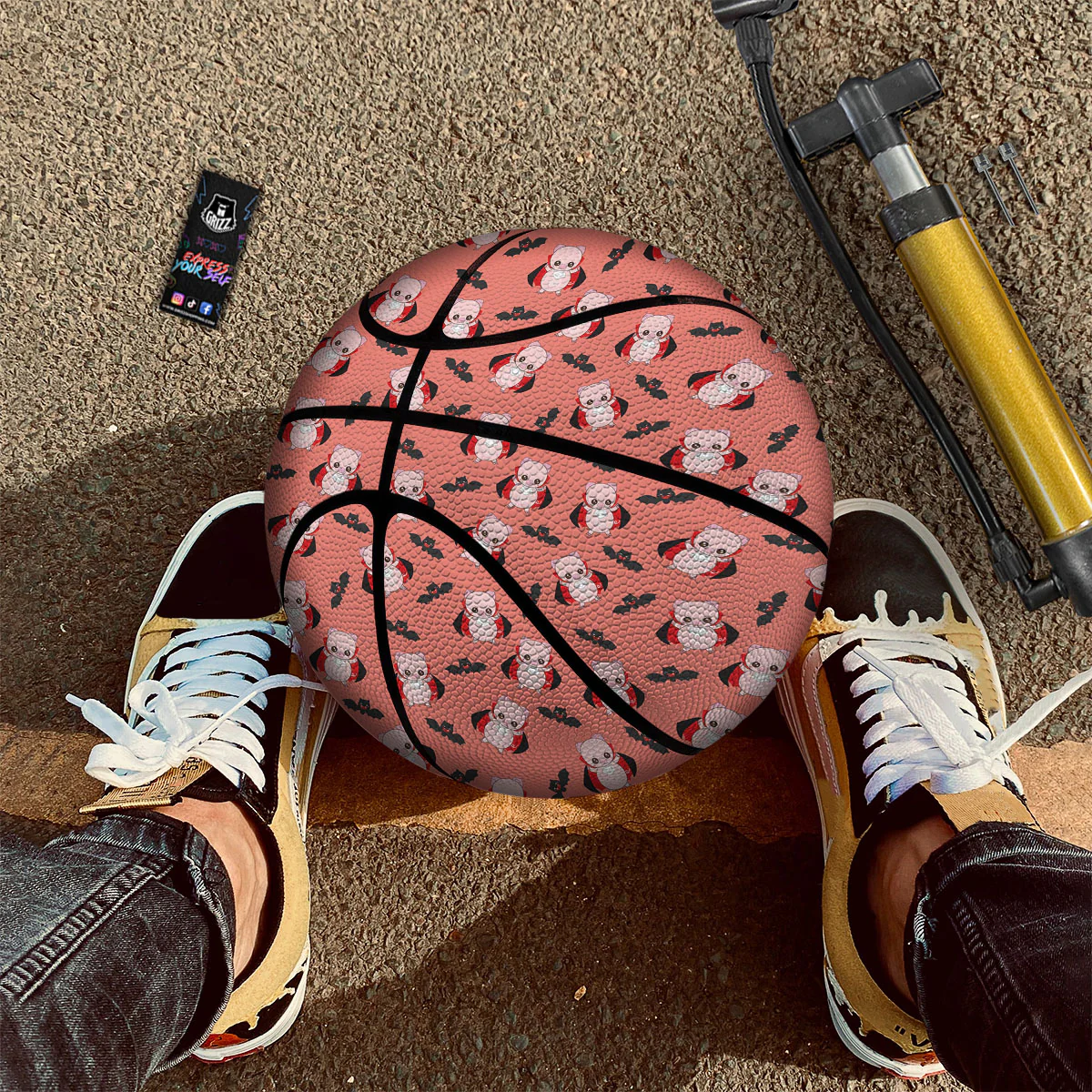 Dracula Pig Print Pattern Basketball - Image 2