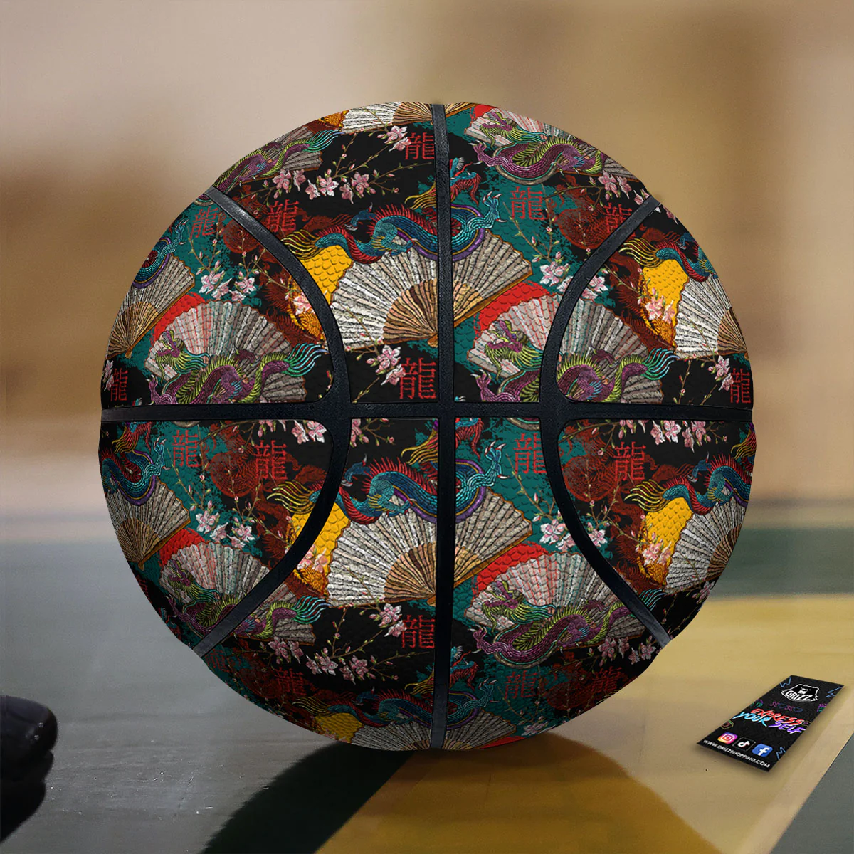 Dragon Embroidery Chinese Print Pattern Basketball
