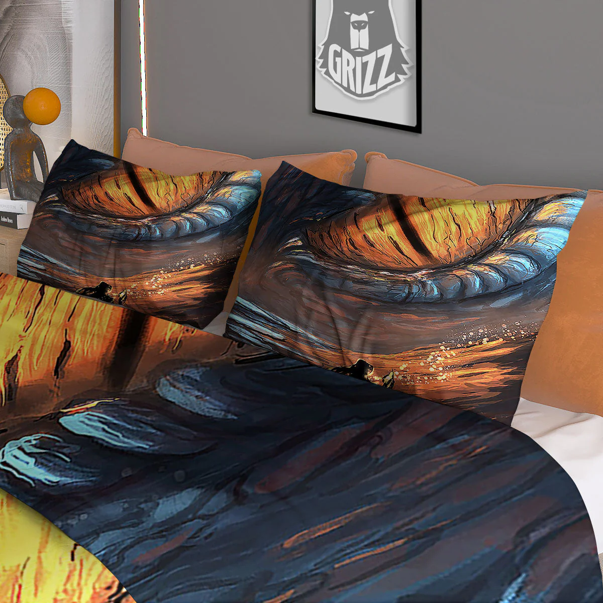 Dragon Eyes Watercolor Print Duvet Cover Bedding Set - Image 3