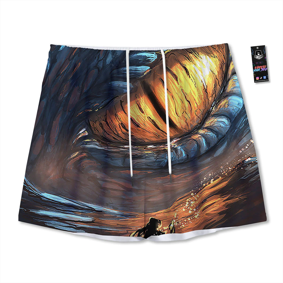 Dragon Eyes Watercolor Print Mesh Shorts