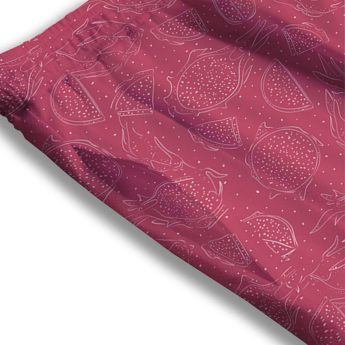 Dragon Fruit Hand Drawn Print Pattern Mesh Shorts - Image 3