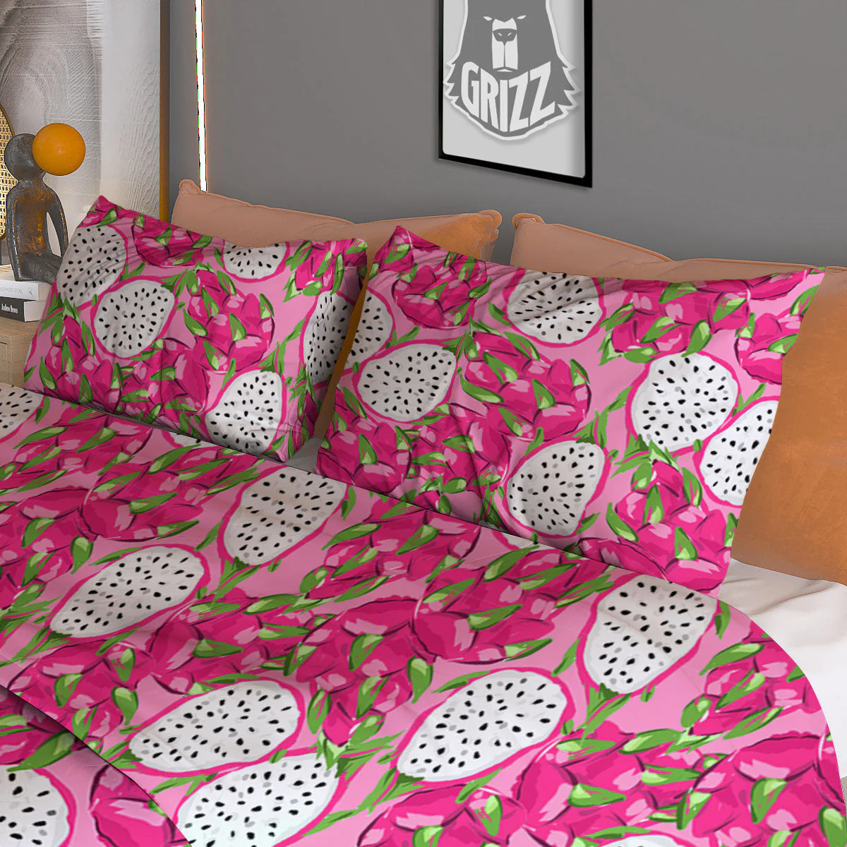 Dragon Fruit Print Pattern Duvet Cover Bedding Set - Image 3