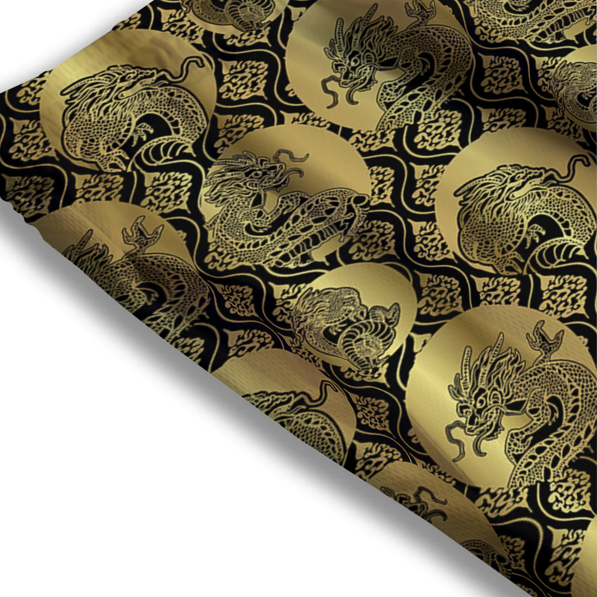 Dragon Gold And Black Print Pattern Mesh Shorts - Image 3