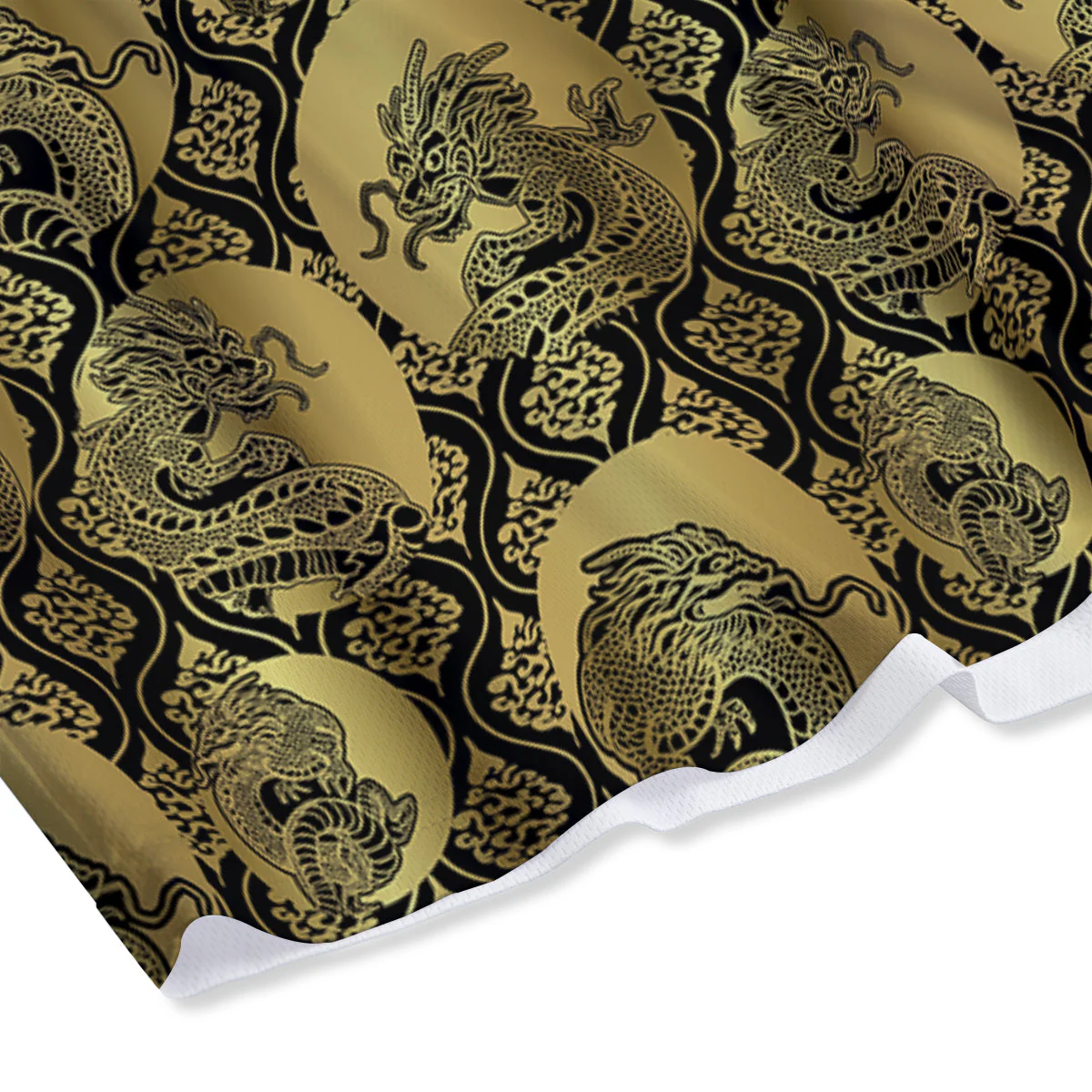 Dragon Gold And Black Print Pattern Mesh Shorts - Image 4