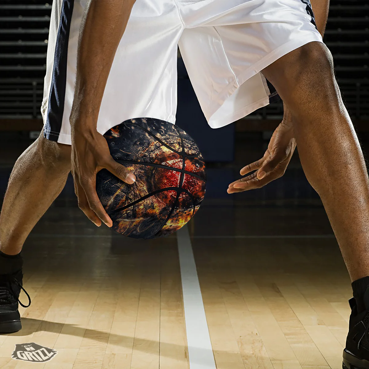 Dragon Red Eye Fire Print Basketball - Image 3