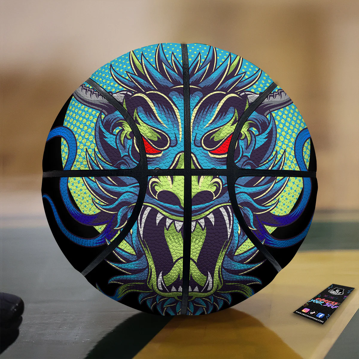 Dragon Tattoo Blue Japanese Print Basketball