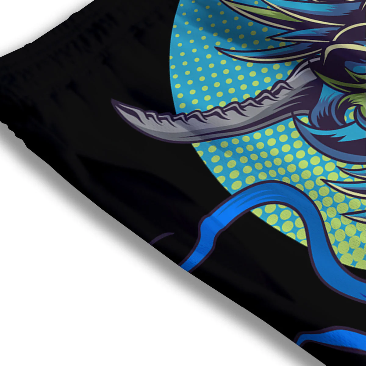 Dragon Tattoo Blue Japanese Print Mesh Shorts - Image 3