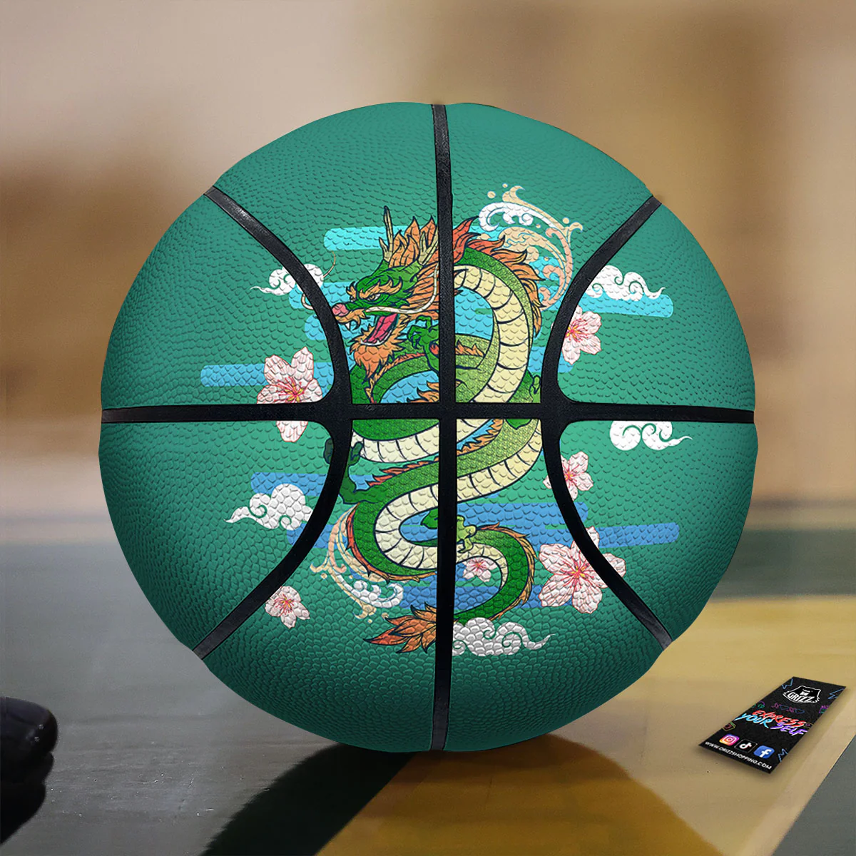 Dragon Tattoo Green Japanese Print Basketball