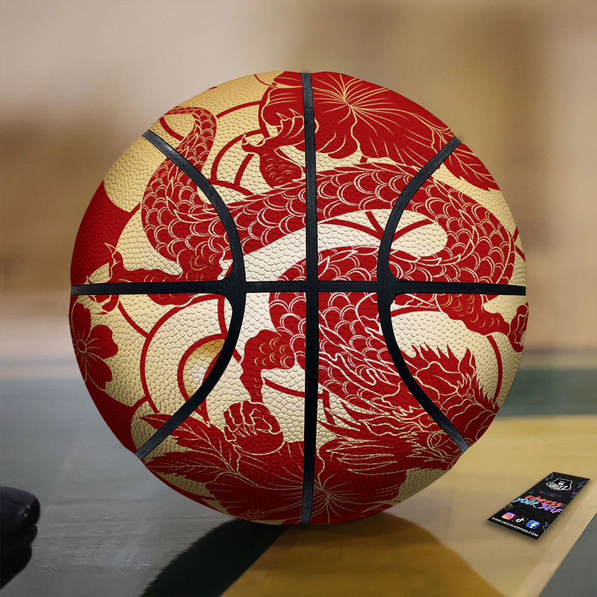 Dragon Tattoo Red Japanese Print Basketball