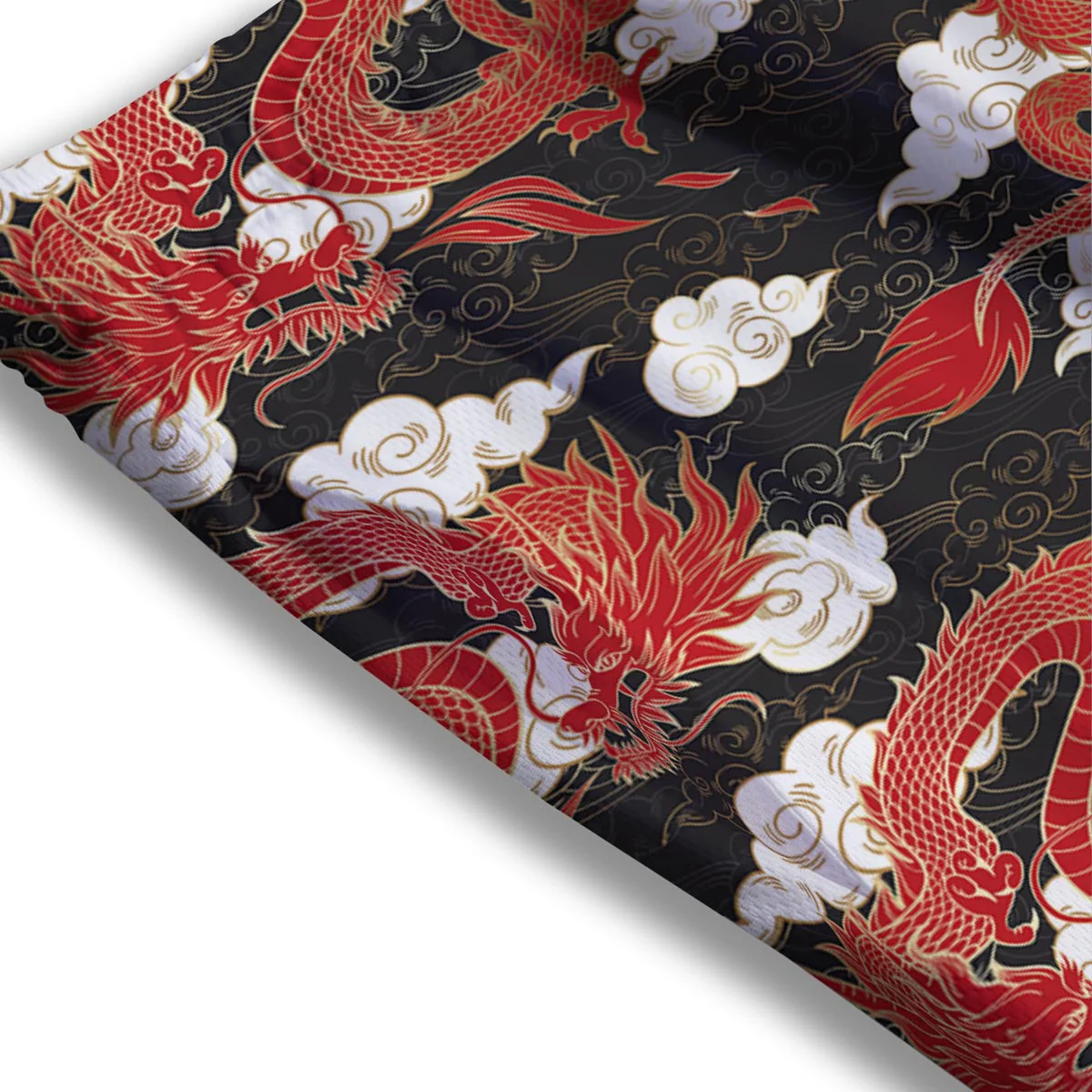 Dragon Traditional Chinese Print Pattern Mesh Shorts - Image 3