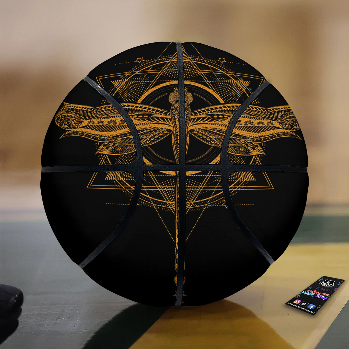 Dragonfly Boho Gold Print Basketball