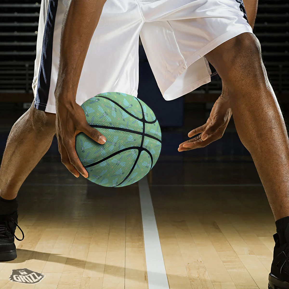 Dragonfly Green Print Pattern Basketball - Image 3