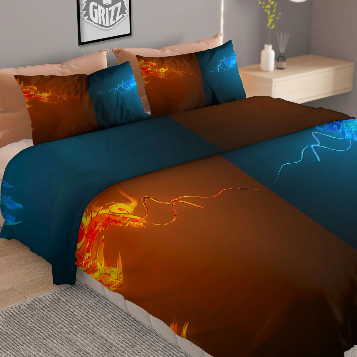 Dragons Ice And Fire Print Duvet Cover Bedding Set - Image 2
