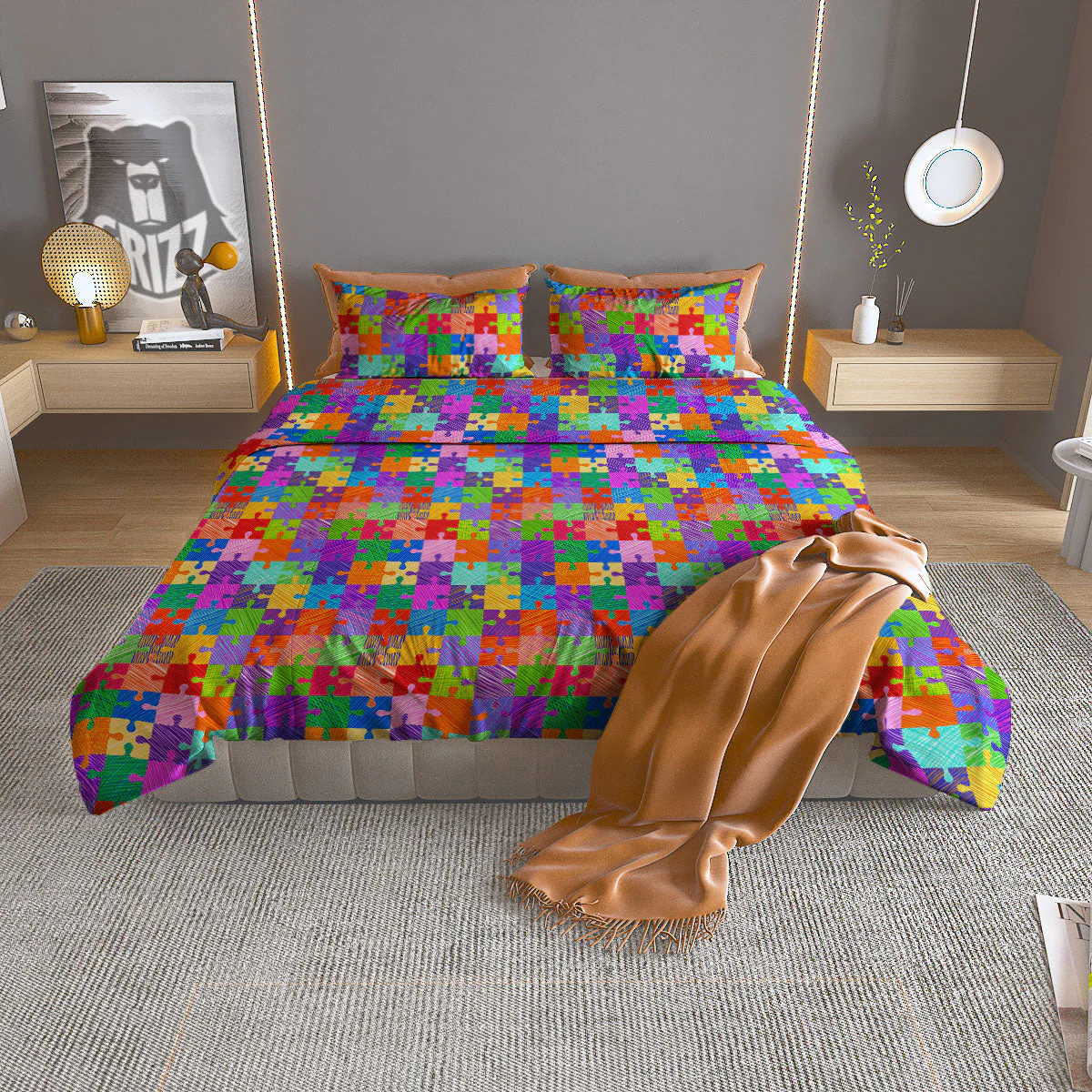 Drawing Autism Awareness Print Duvet Cover Bedding Set