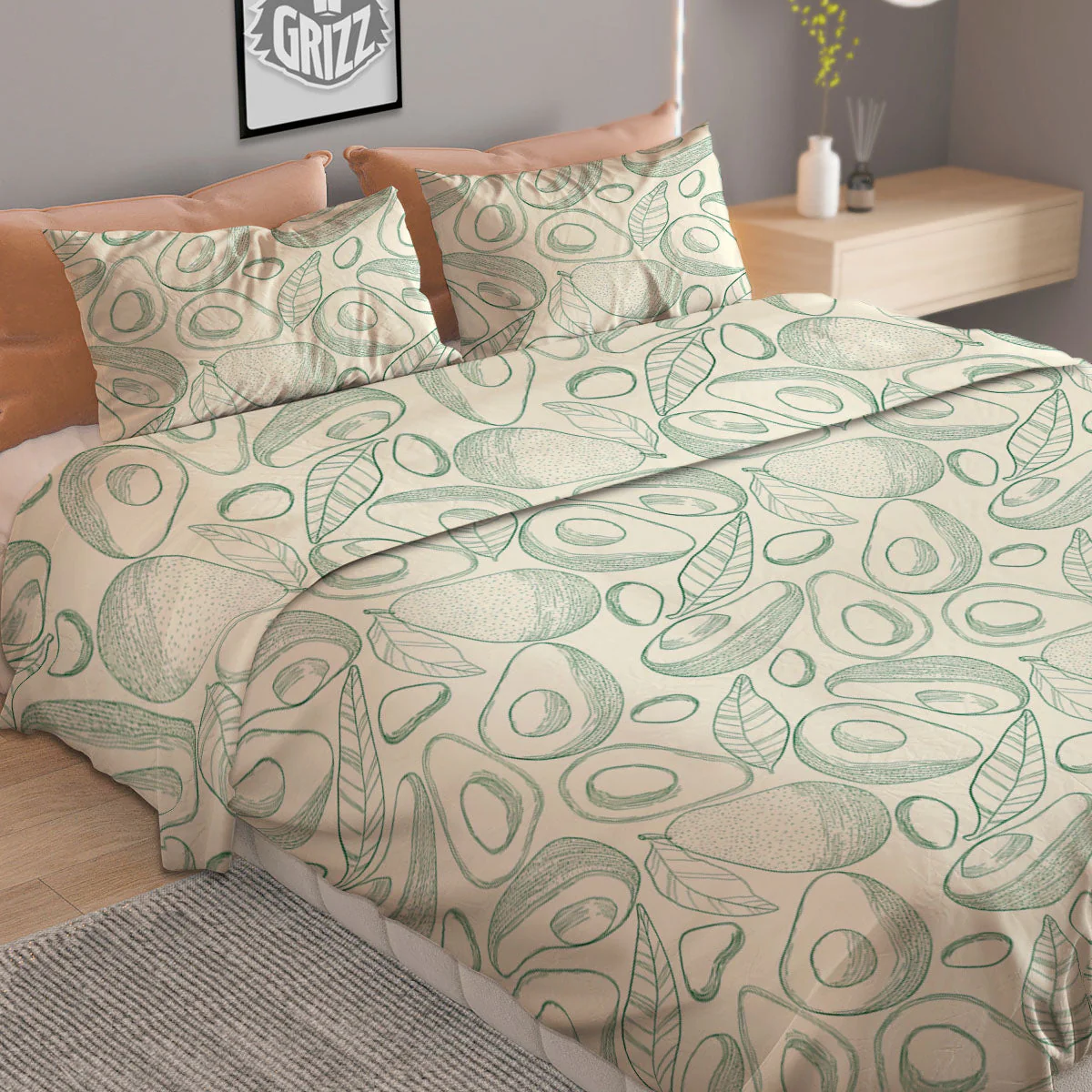 Drawing Avocado Cut In Half Print Duvet Cover Bedding Set - Image 2