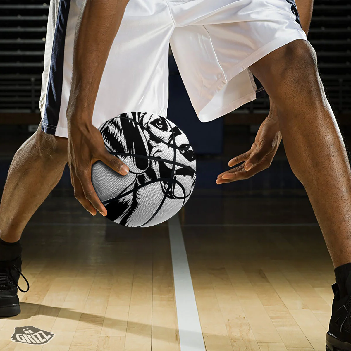 Drawing Beagle White And Black Print Basketball - Image 3