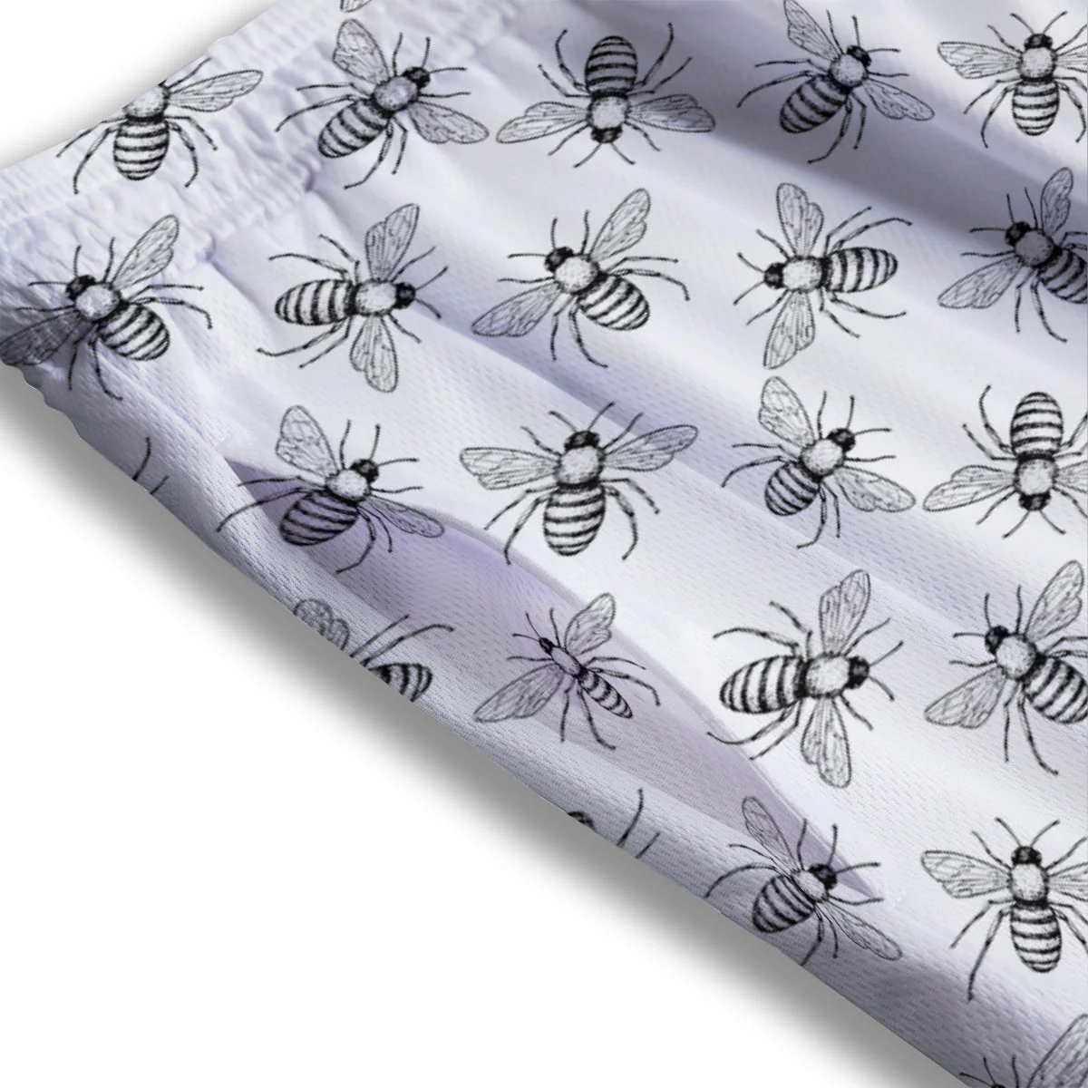Drawing Bee Print Pattern Mesh Shorts - Image 3