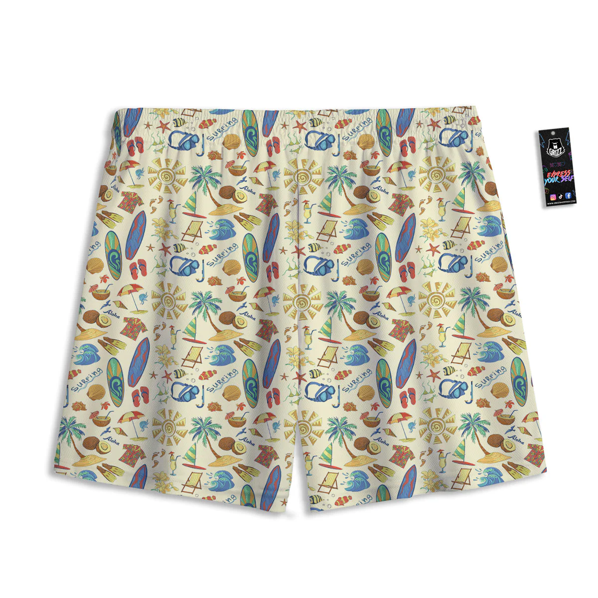Drawing Summer Color Print Pattern Mesh Shorts - Image 2