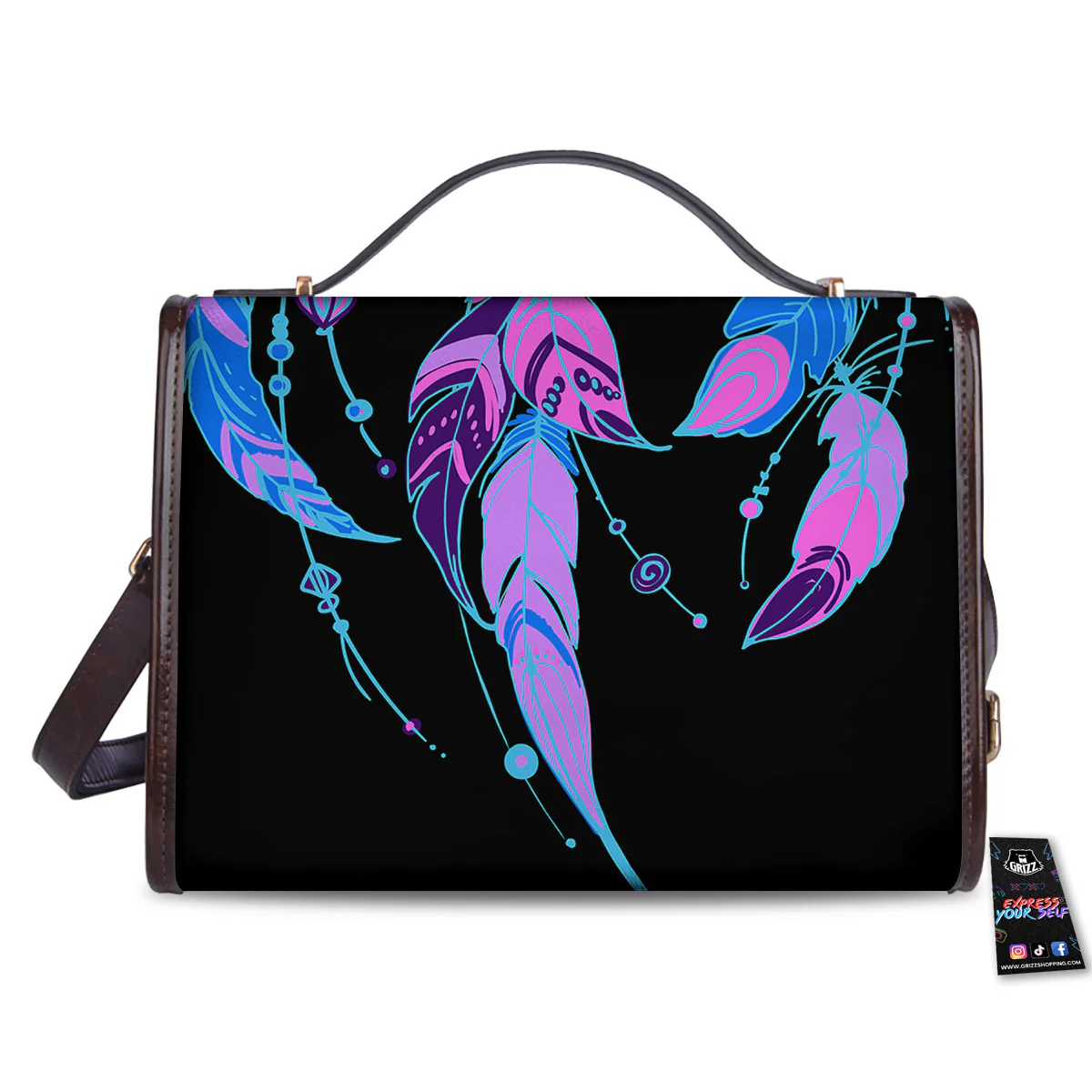 Dream Catcher Blue And Purple Black Print Women's Satchel Bag - Image 2