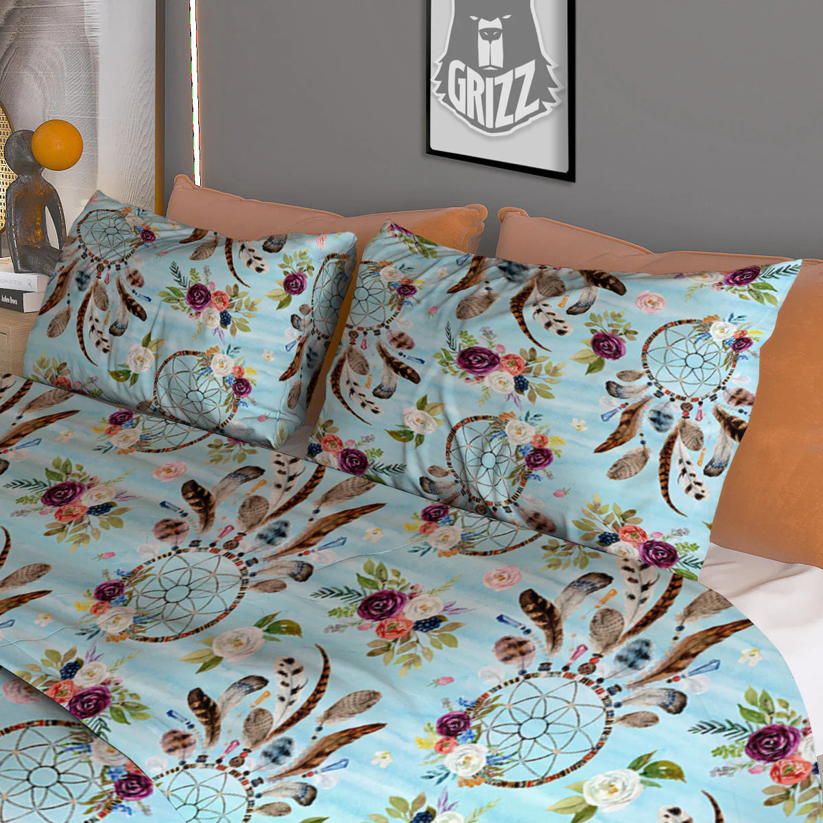 Dream Catcher Blue Native Print Pattern Duvet Cover Bedding Set - Image 3