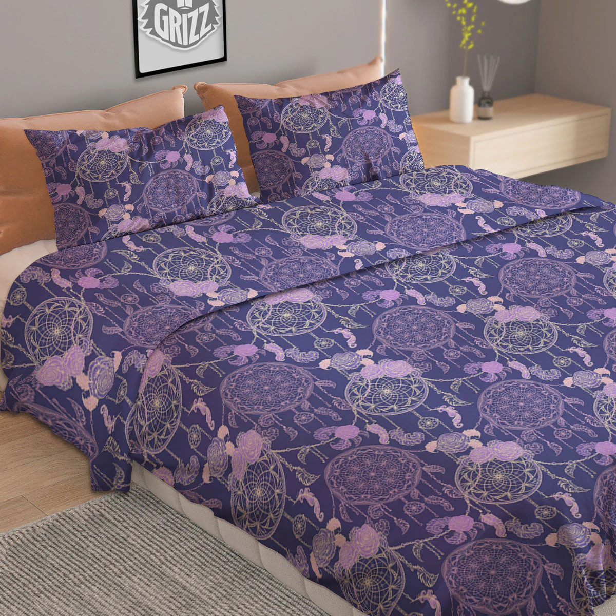 Dream Catcher Floral Print Pattern Duvet Cover Bedding Set - Image 2