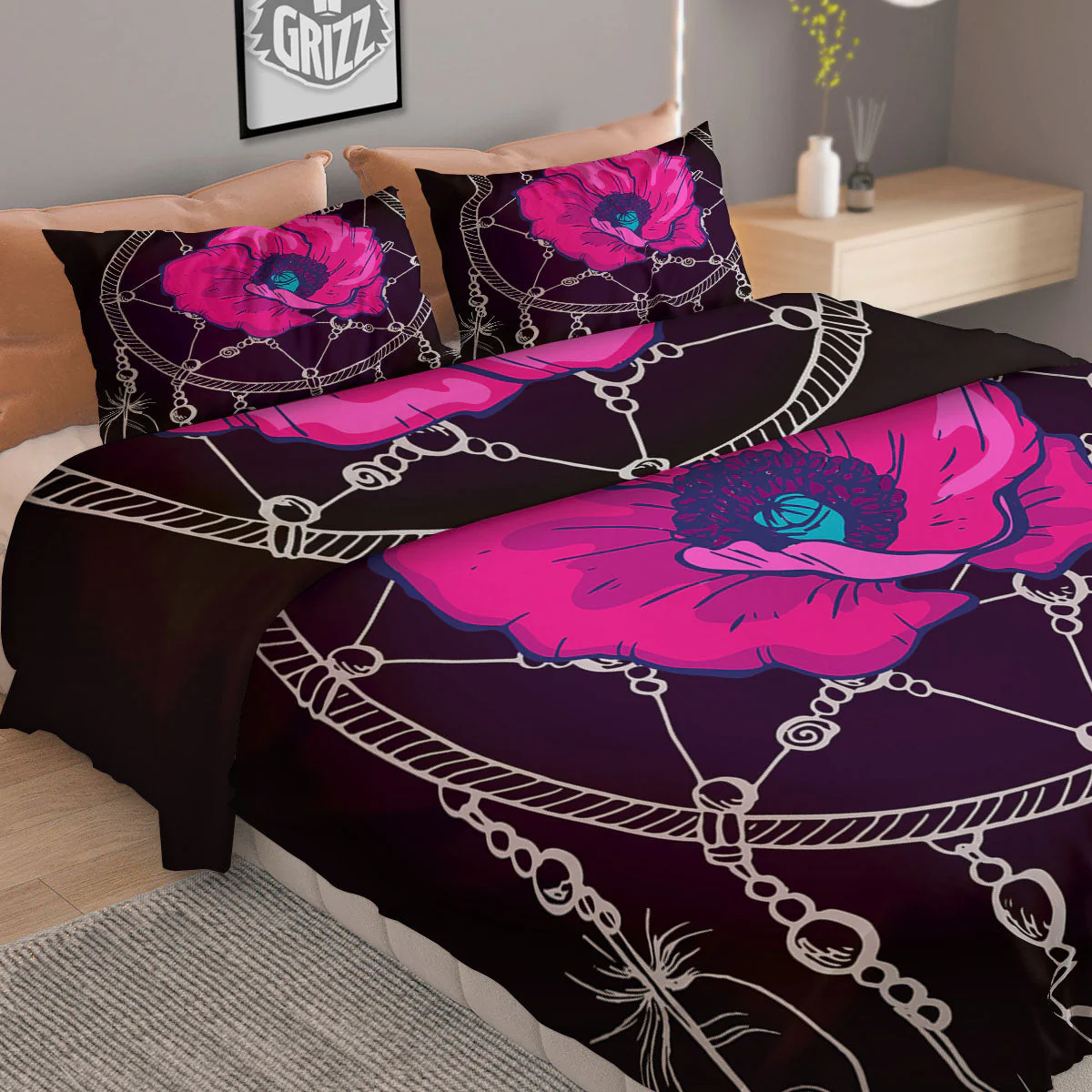 Dream Catcher Flower Bohemian Print Duvet Cover Bedding Set - Image 2