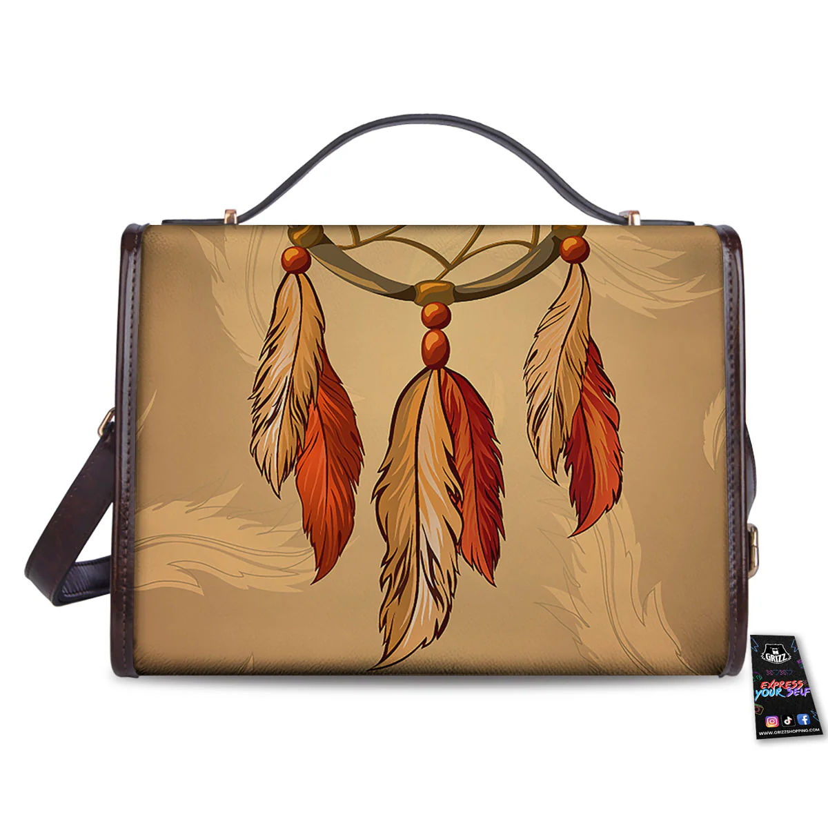 Dream Catcher Native American Print Women's Satchel Bag - Image 2