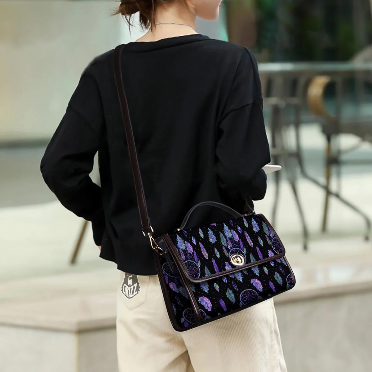 Dream Catcher Purple And Teal Print Pattern Women's Satchel Bag - Image 3