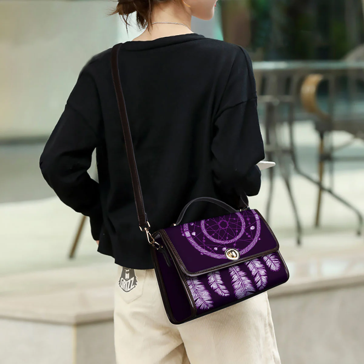 Dream Catcher Purple Indian Print Women's Satchel Bag - Image 3