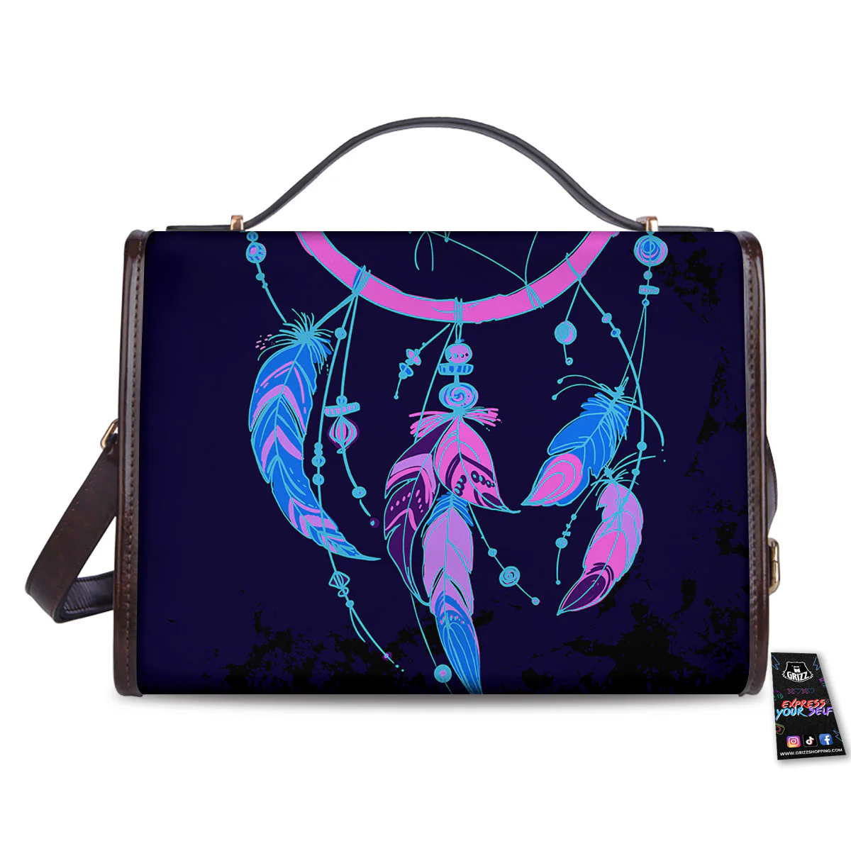 Dream Catcher Purple Native Print Women's Satchel Bag - Image 2