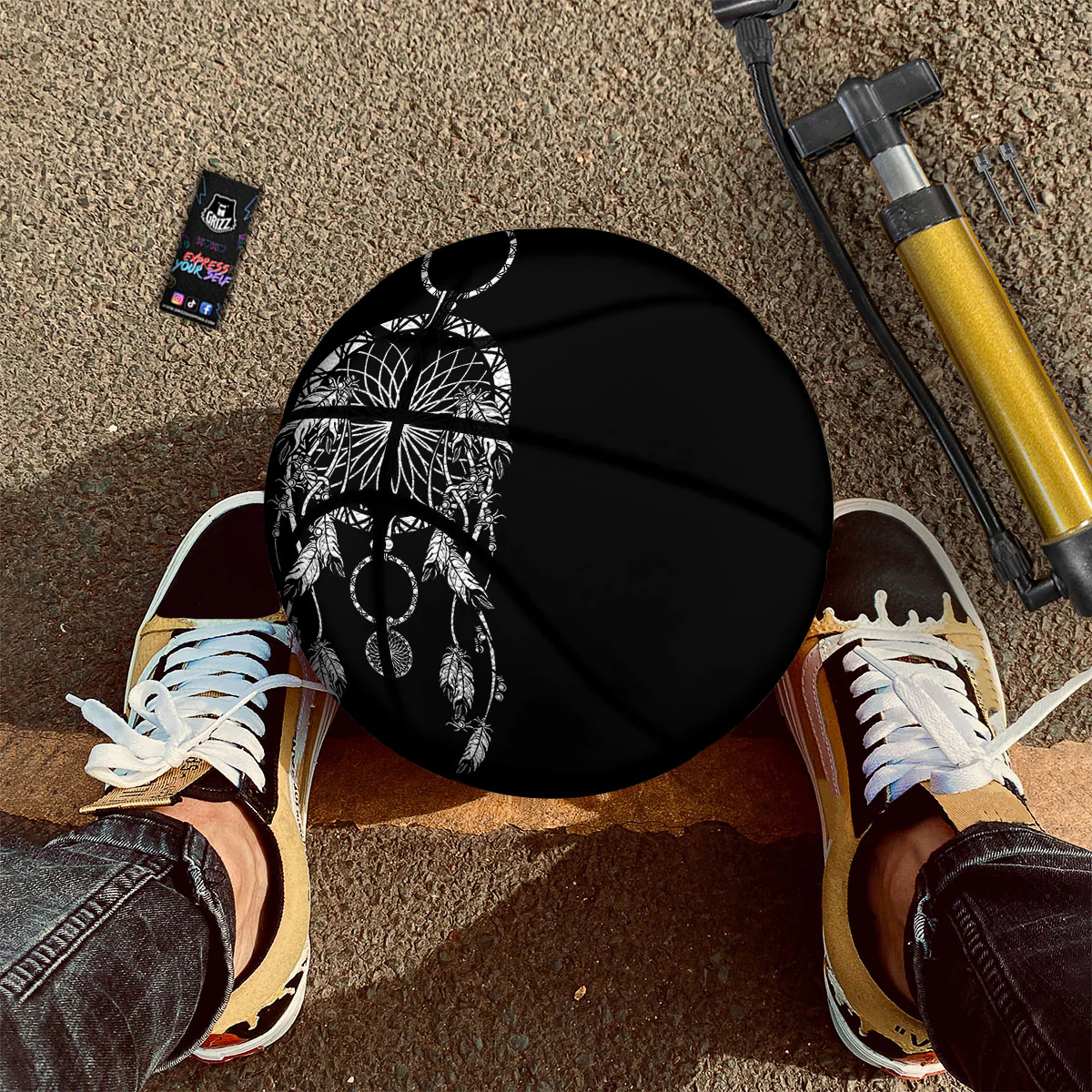Dream Catcher White And Black Print Basketball - Image 2