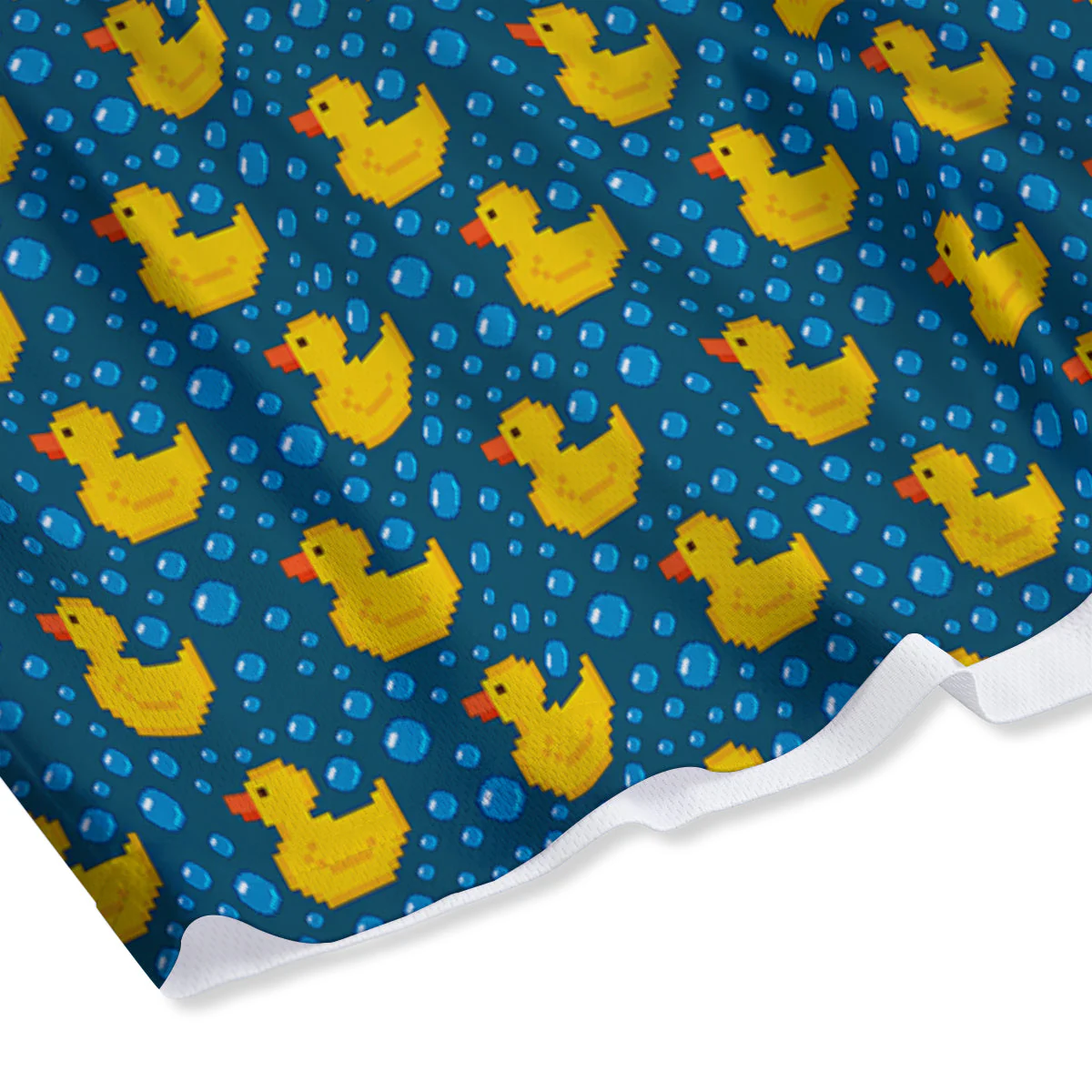 Duck 8-Bit Rubber Print Pattern Mesh Shorts - Image 4