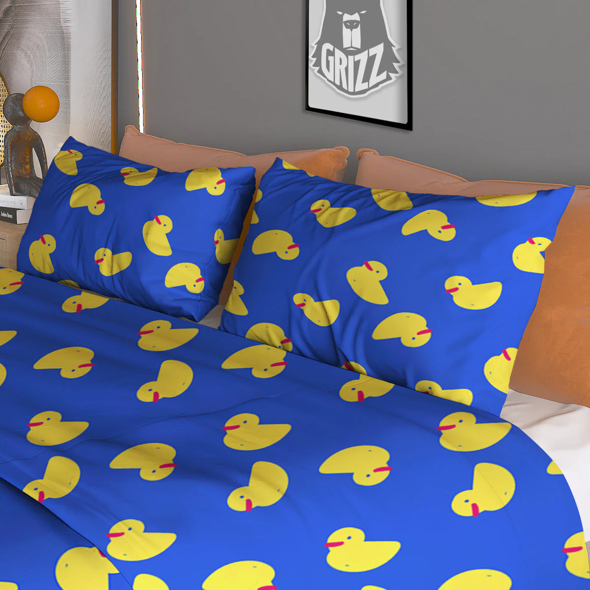 Duck Blue Yellow Print Pattern Duvet Cover Bedding Set - Image 3