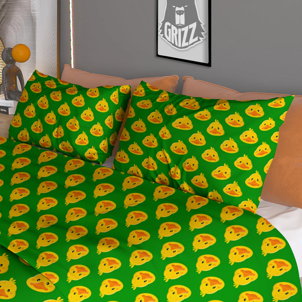 Duck Cute Cartoon Print Pattern Duvet Cover Bedding Set - Image 3