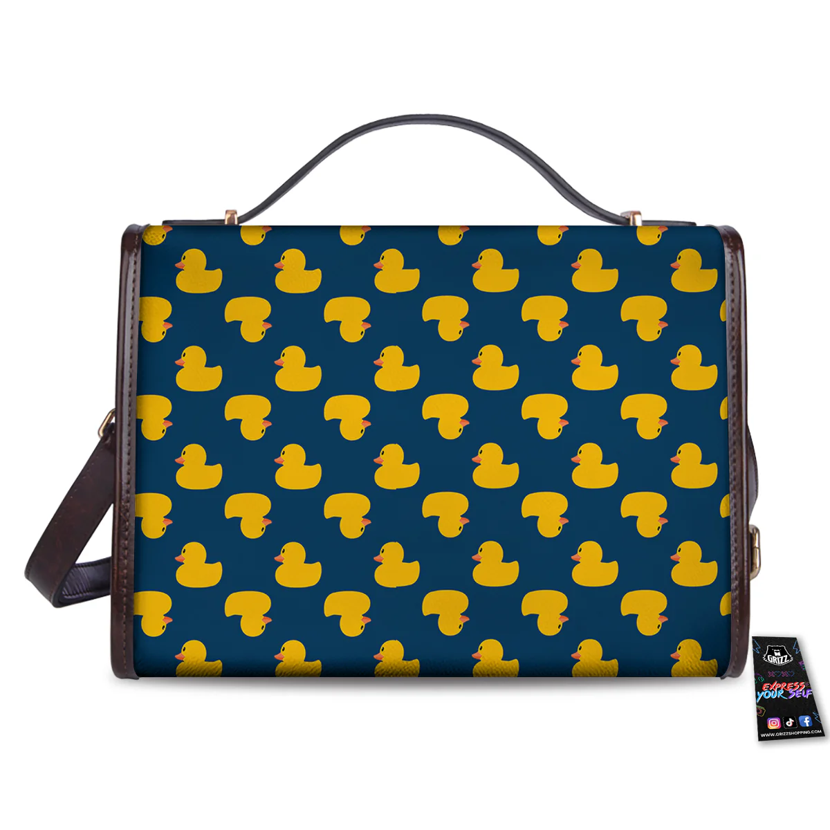 Ducks Rubber Yellow Print Pattern Women's Satchel Bag - Image 2