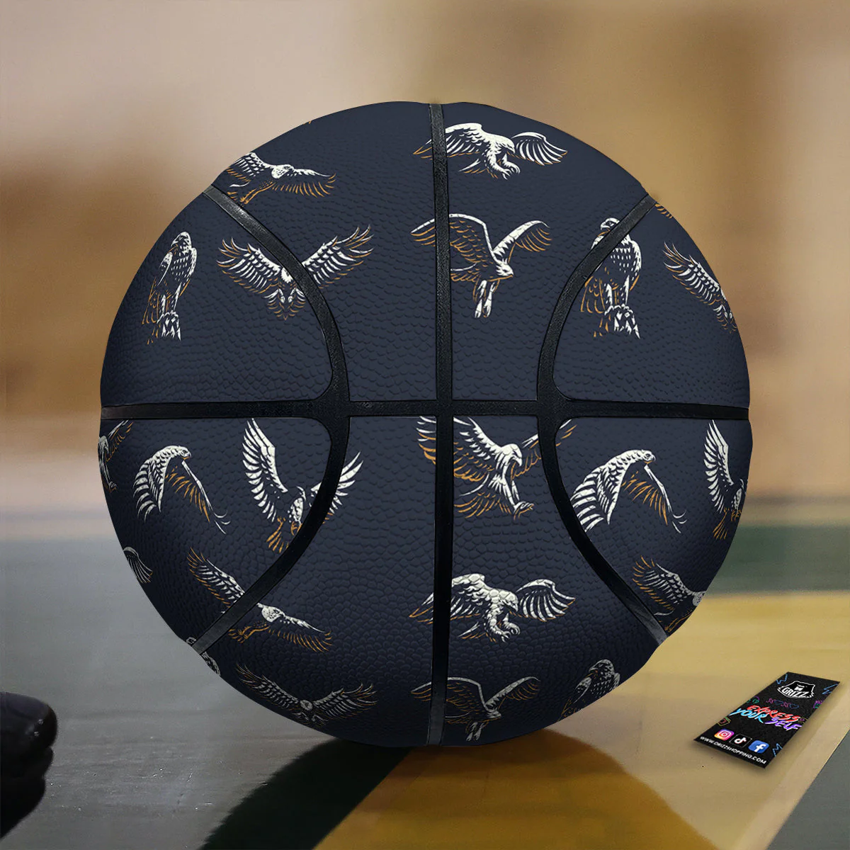 Eagle Brown And White Print Pattern Basketball