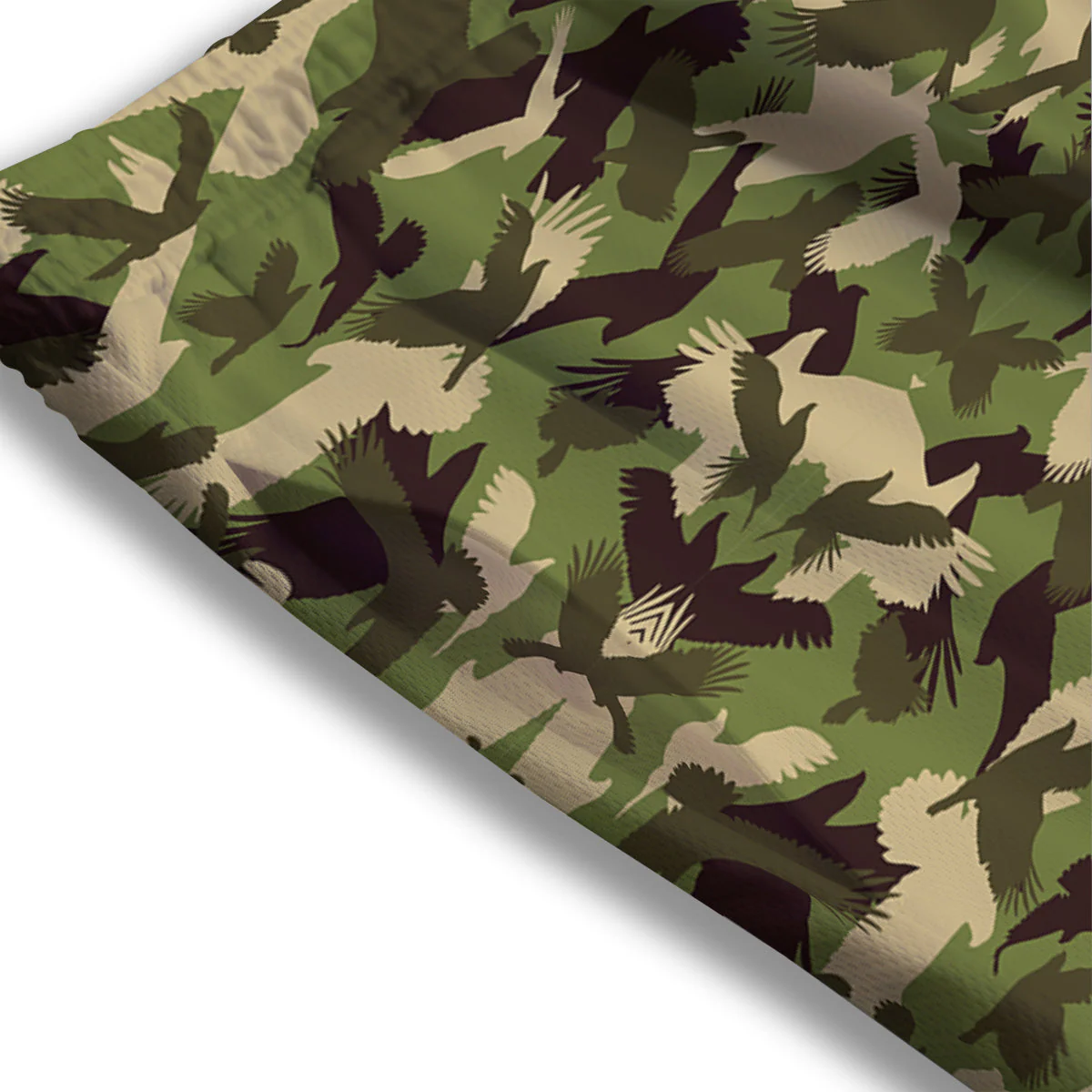 Eagle Camouflage Green Print Pattern Mesh Shorts - Image 3