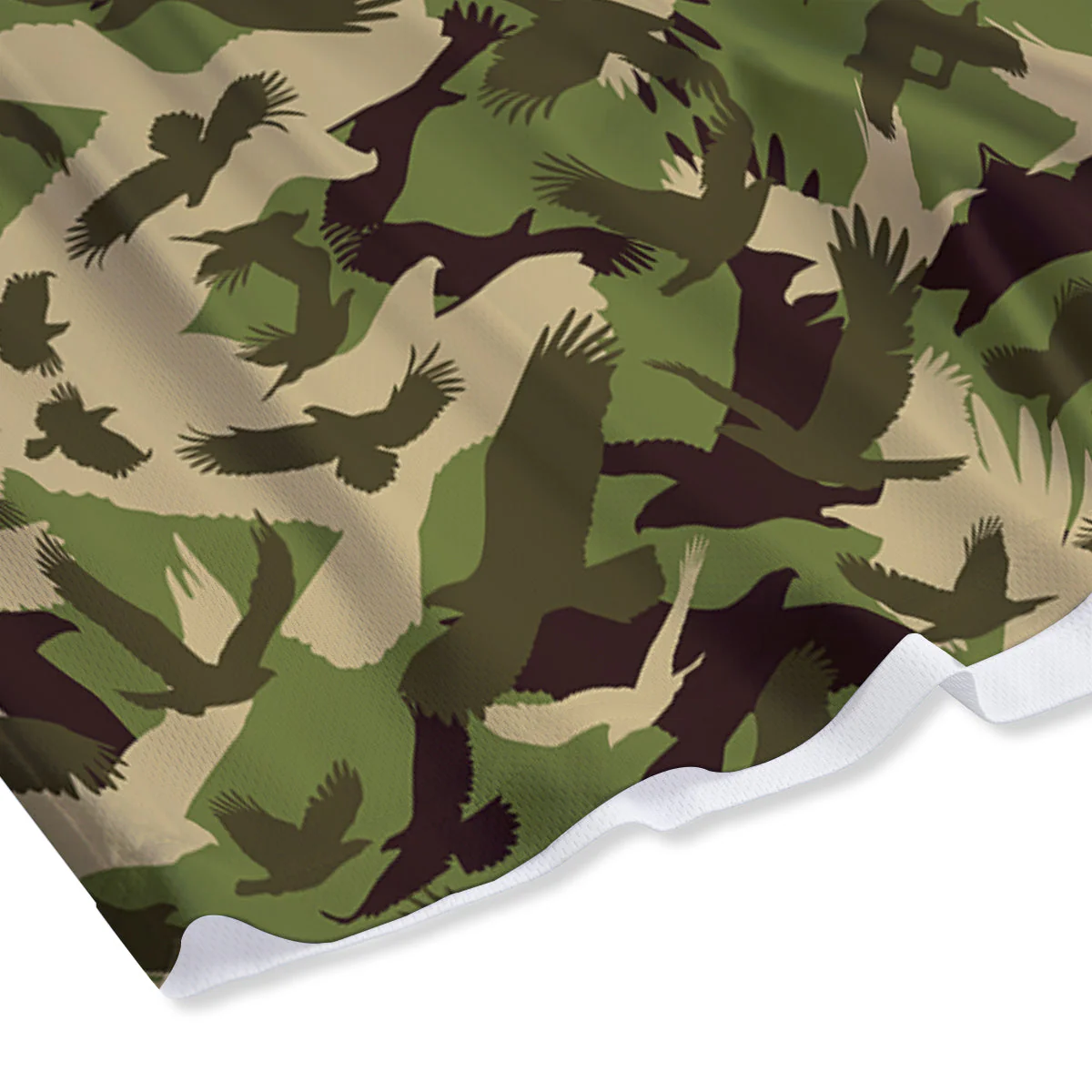 Eagle Camouflage Green Print Pattern Mesh Shorts - Image 4