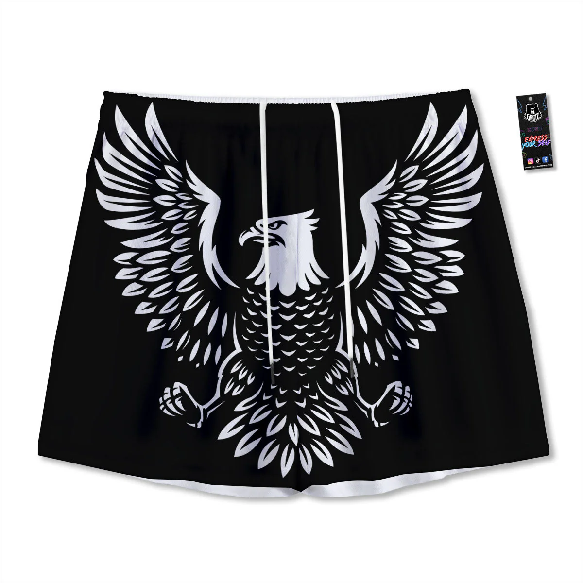 Eagle Monochrome Print Mesh Shorts