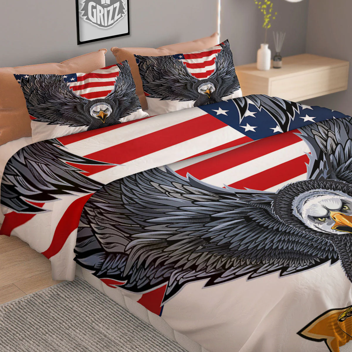 Eagle Patriotic American Print Duvet Cover Bedding Set - Image 2