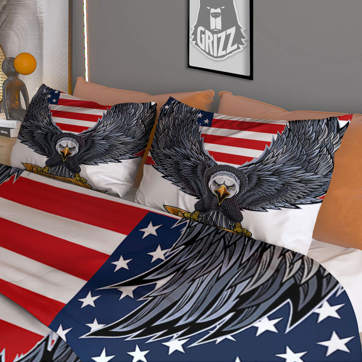 Eagle Patriotic American Print Duvet Cover Bedding Set - Image 3