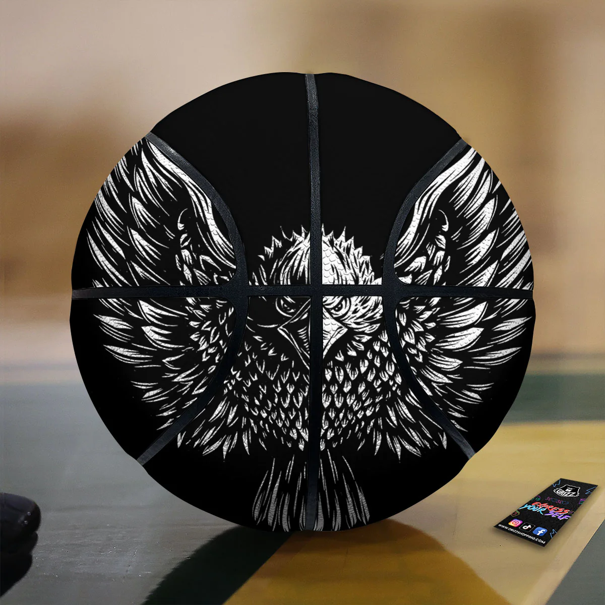 Eagle White And Black Print Basketball