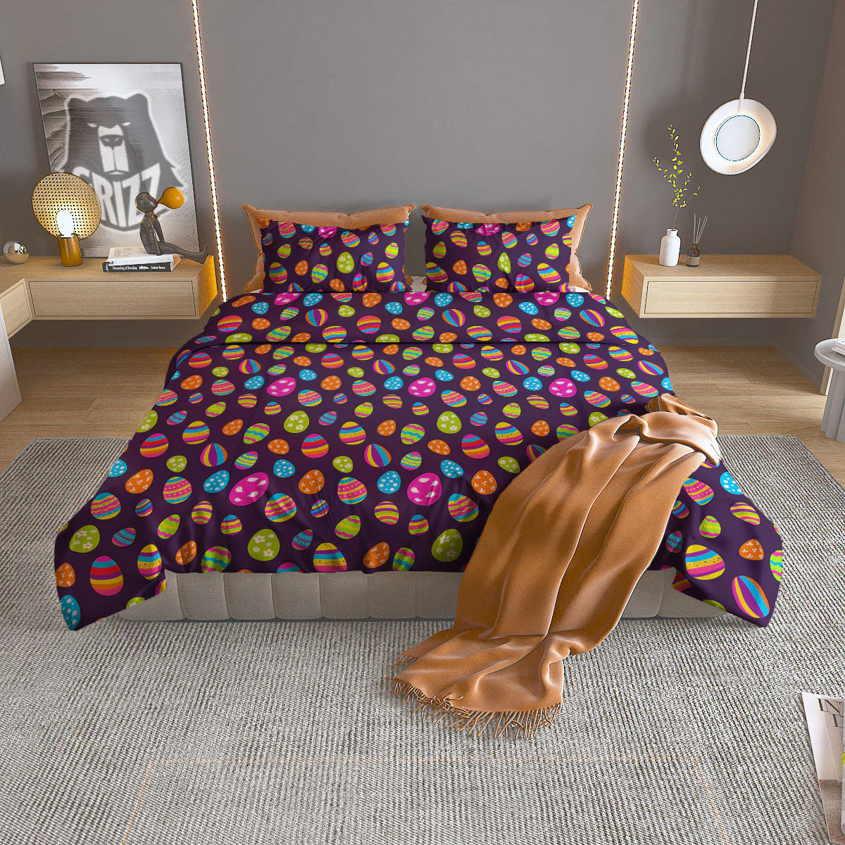 Easter Eggs Colorful Cute Print Pattern Duvet Cover Bedding Set