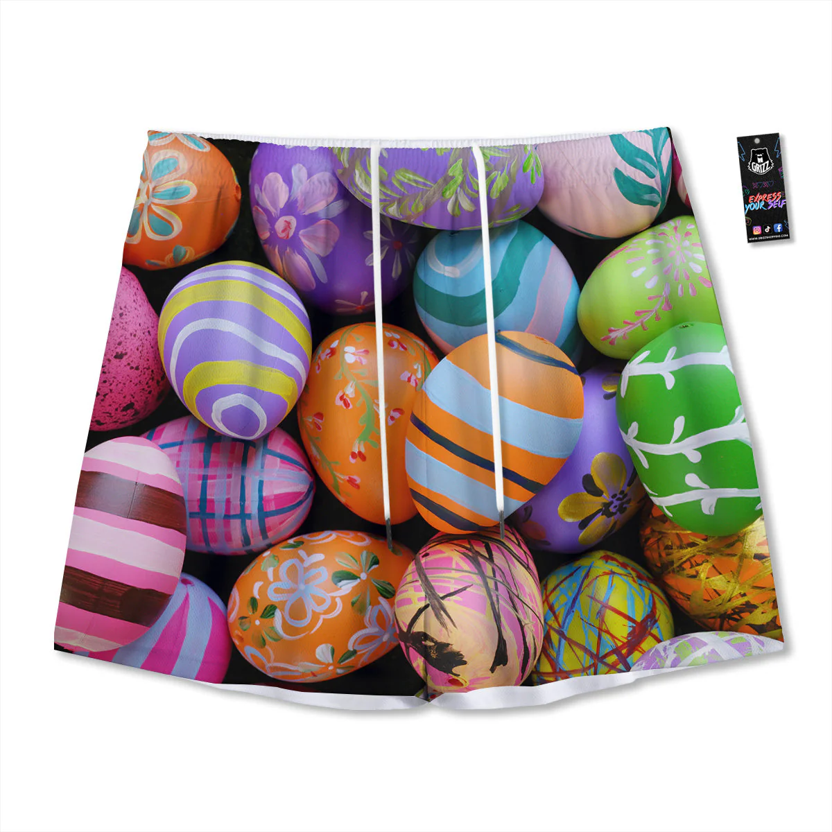 Easter Eggs Colorful Print Mesh Shorts