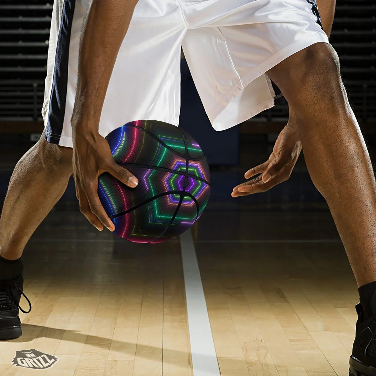 EDM Geometric Green Light Print Basketball - Image 3