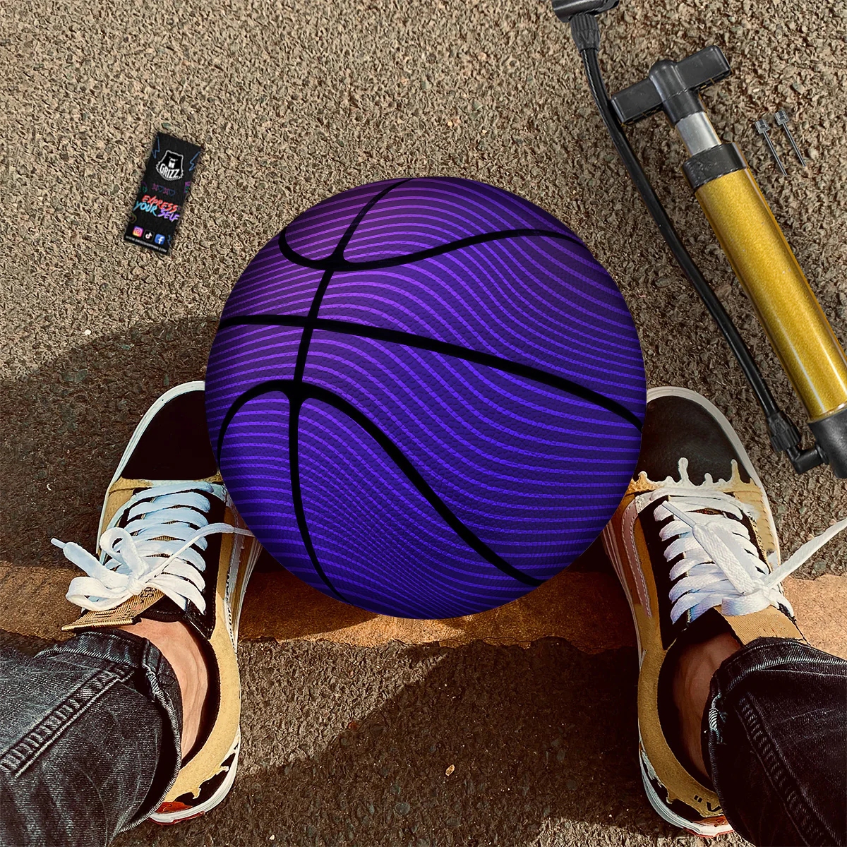 EDM Wave Purple And Blue Print Basketball - Image 2