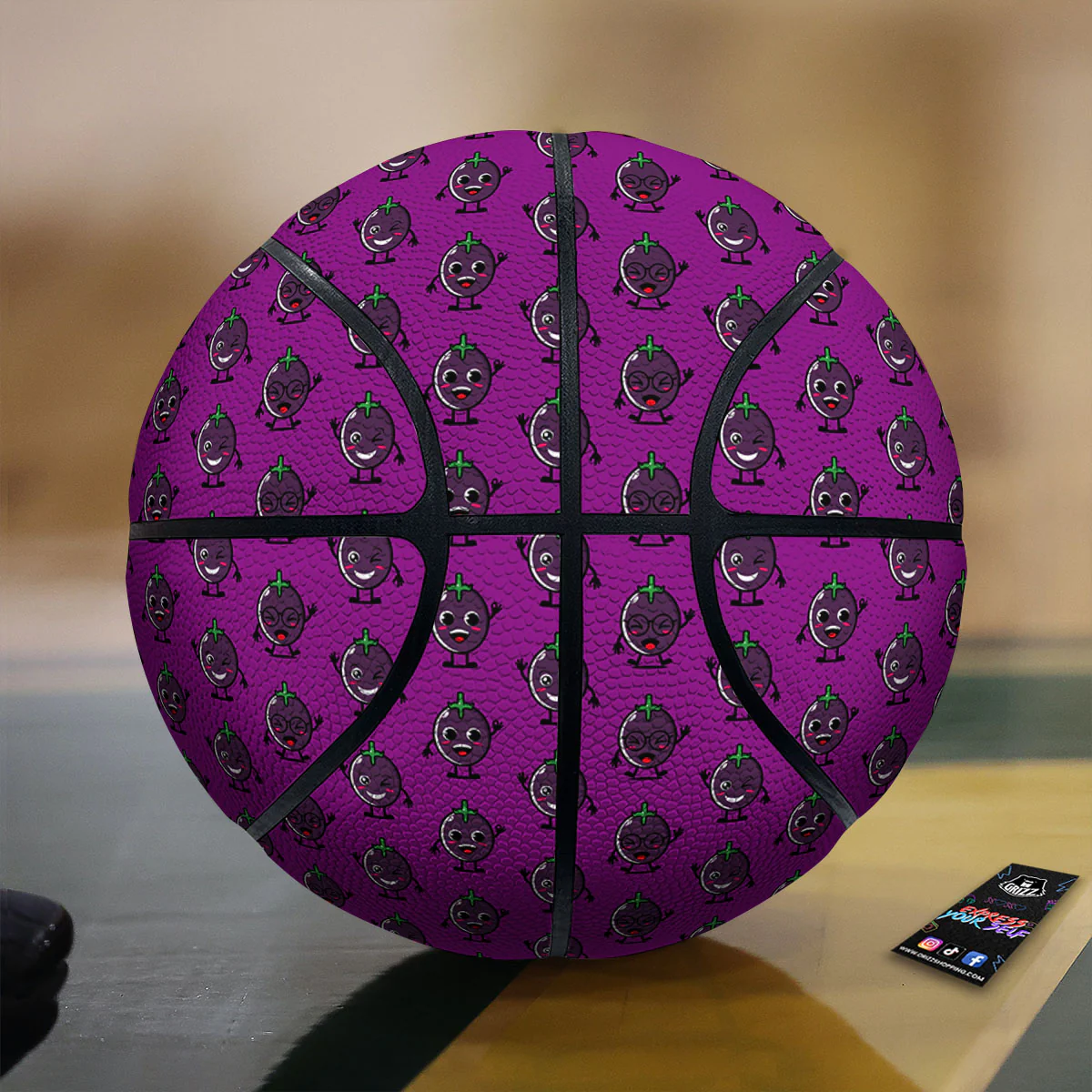 Eggplant Cartoon Print Pattern Basketball